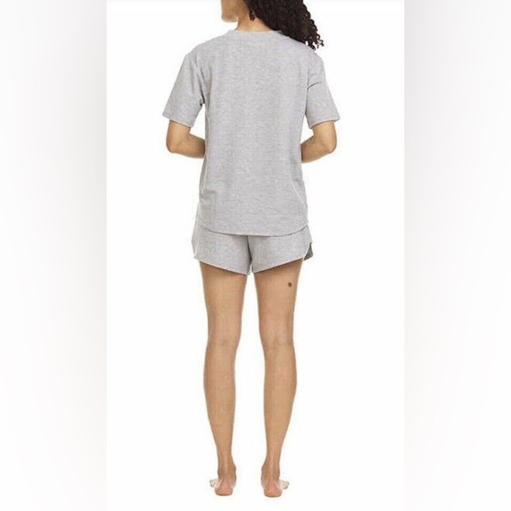 Flora Nikrooz French Terry 3 Piece Lounge Set Top Jogger Short Gray Sleepwear - Picture 3 of 4